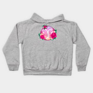 Aries Zodiac Horoscope Pink Floral Monogram Kids Hoodie